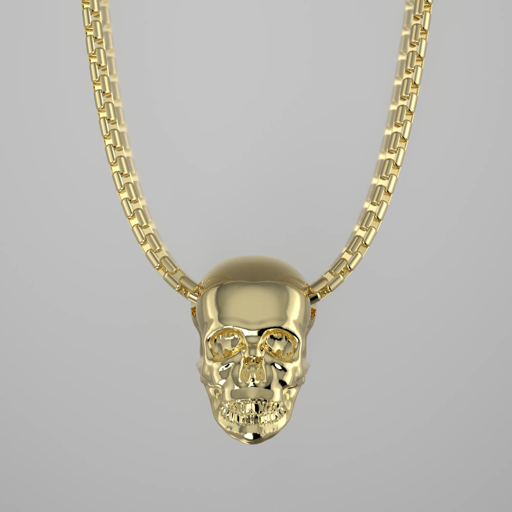 Yellow Gold Skull Necklace