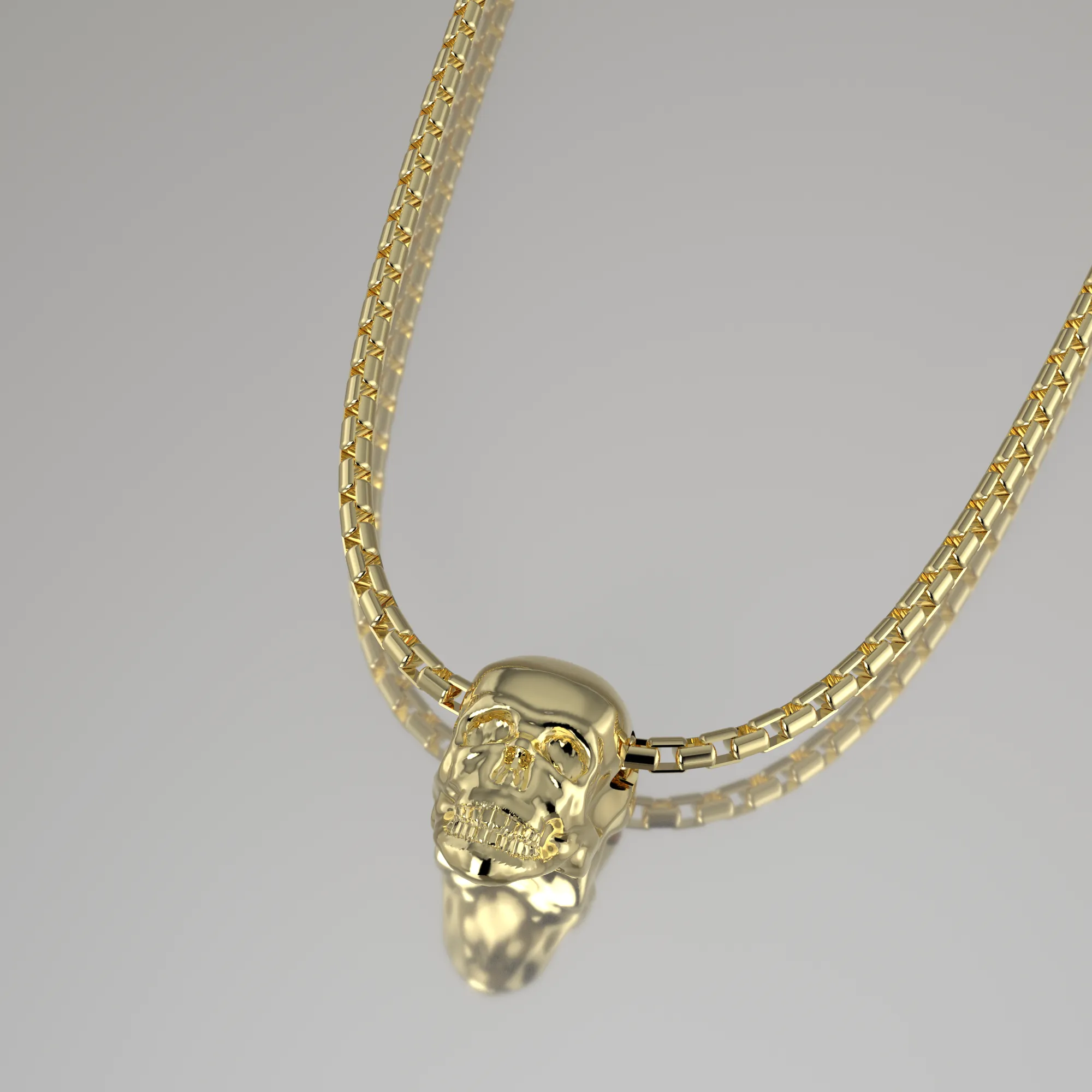 Yellow Gold Skull Necklace