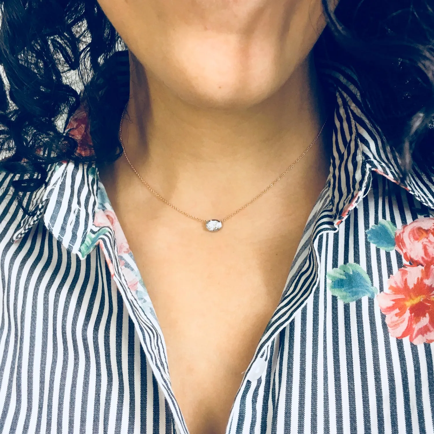 Zadie Oval Diamond Necklace