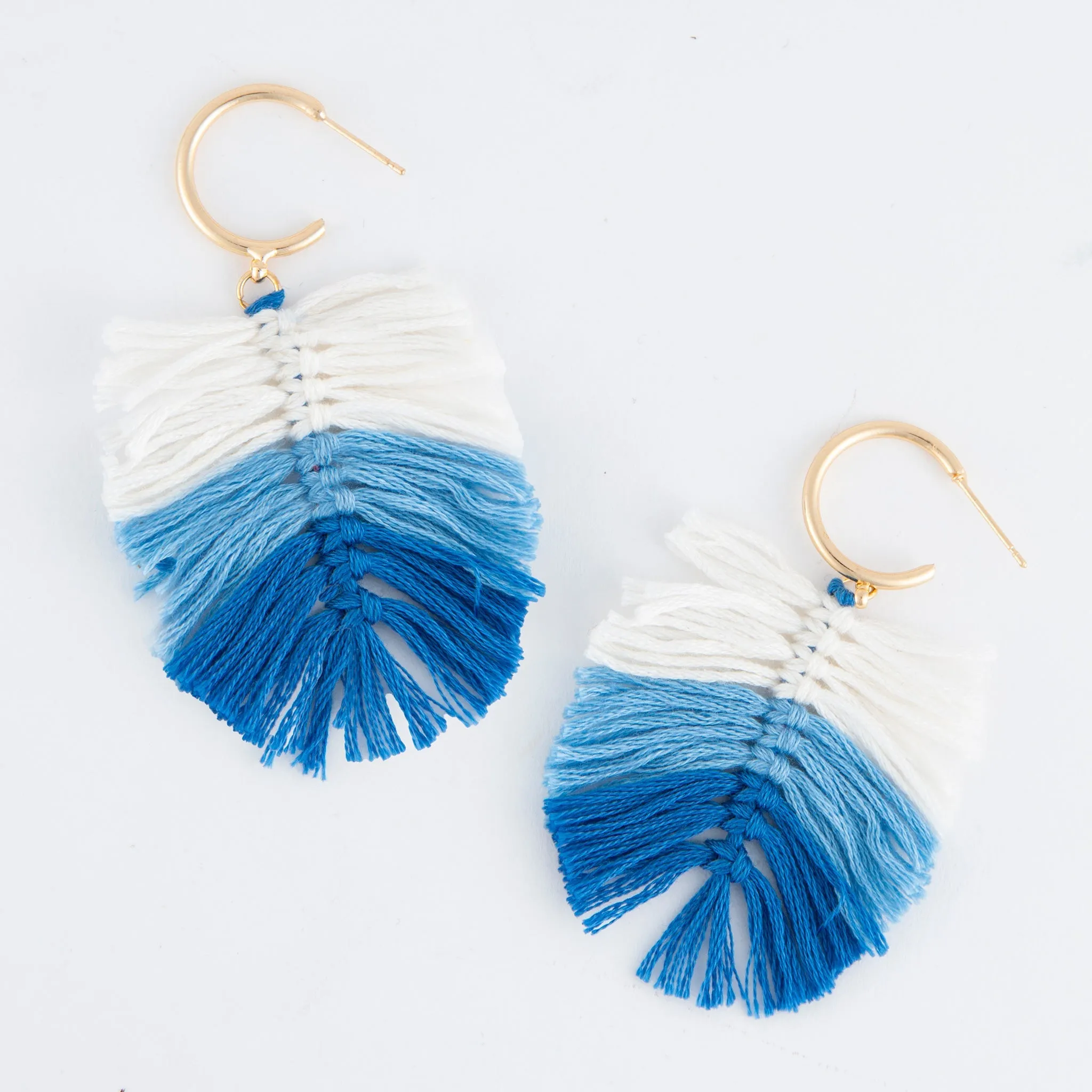 Zephyr Fringe Macrame C Hoop Earrings