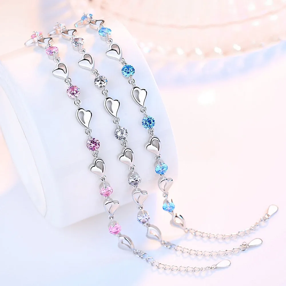 Zircon Heart Bracelet For Women Wedding Party Jewelry