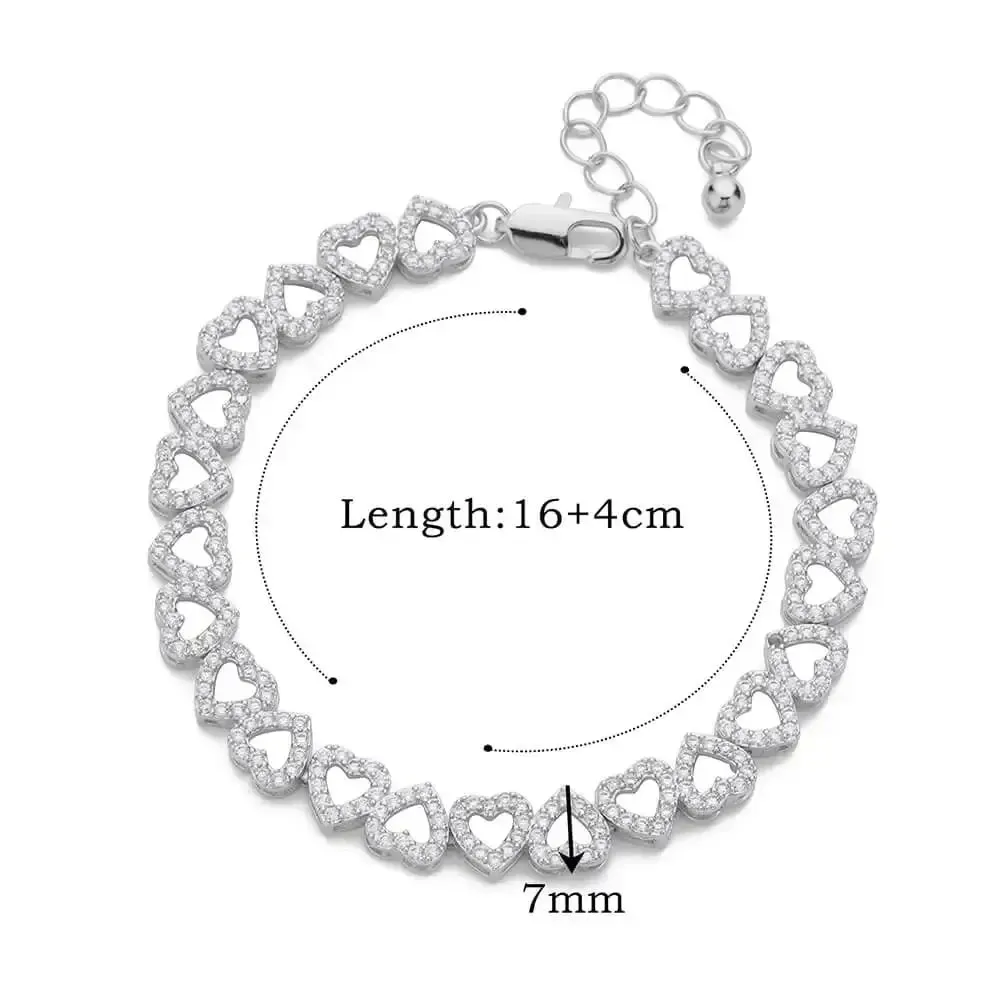 Zircon Heart Bracelets For Women Stainless Steel Gold Color Heart Charm Bracelet Luxury Wedding Jewelry