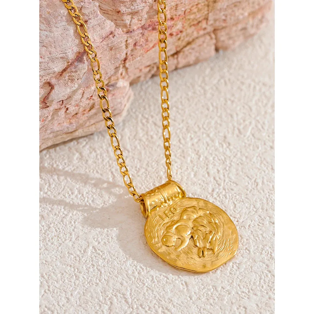 Zodiac Sign Medallion Pendant Necklaces