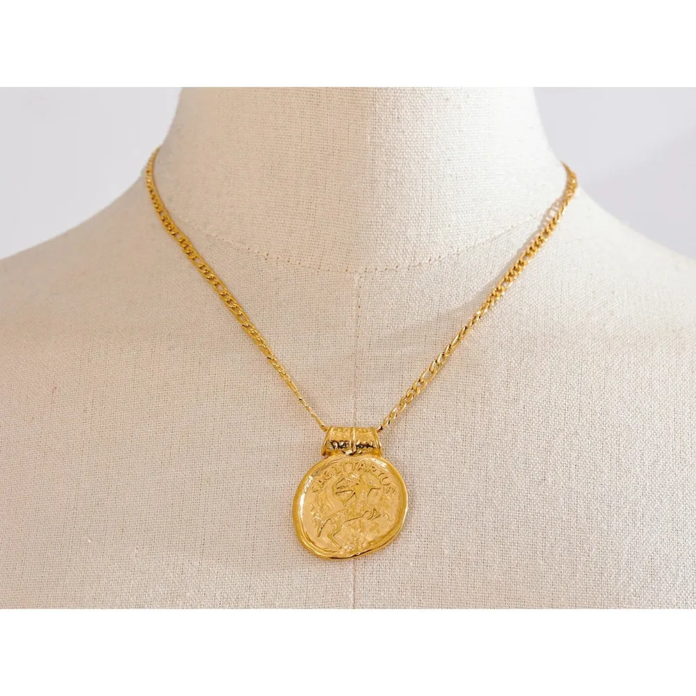 Zodiac Sign Medallion Pendant Necklaces