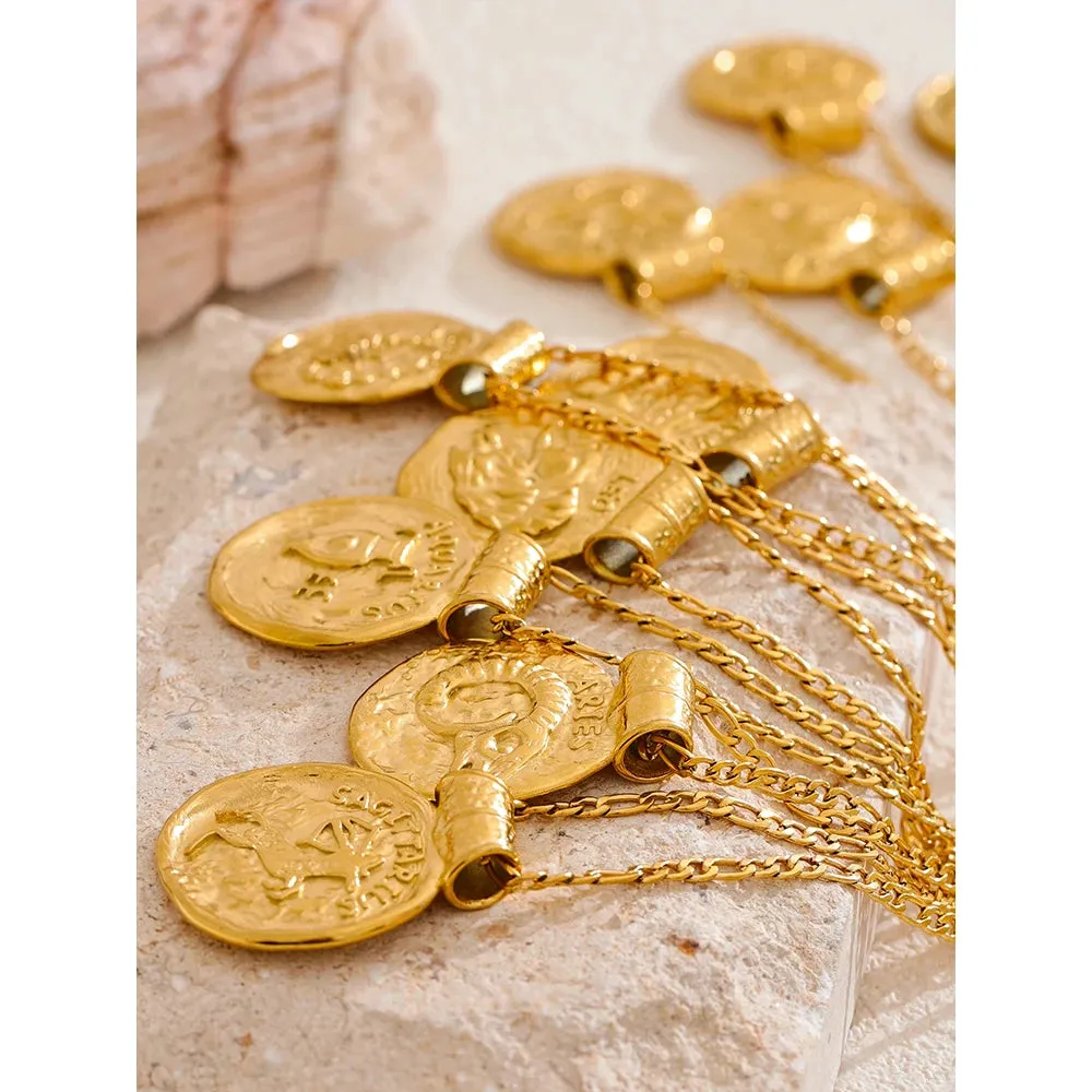 Zodiac Sign Medallion Pendant Necklaces